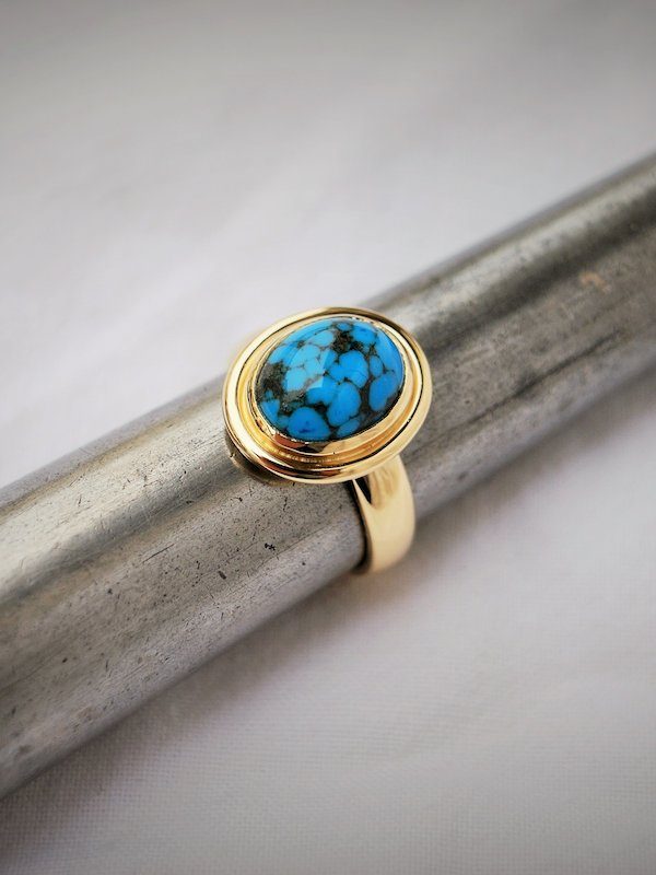 Bague or jaune turquoise